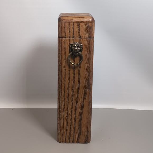 Vintage Wooden Stick Match Box with Lion Knocker Knob and Striker on the Back - Picture 1 of 6